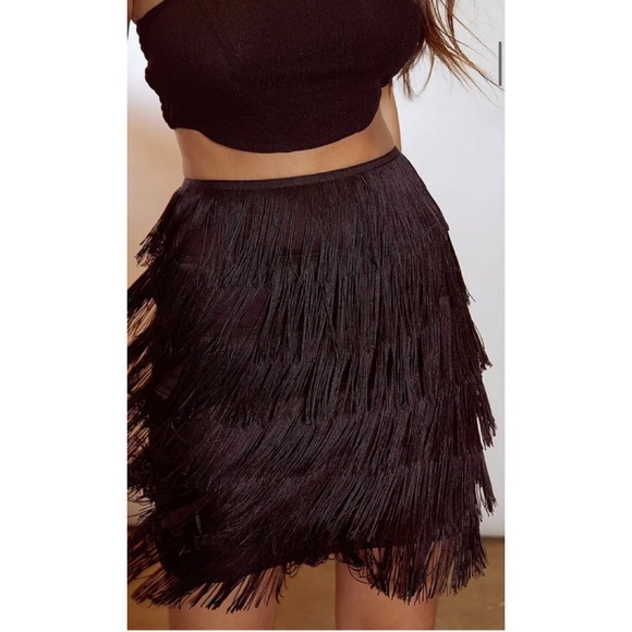 SKIRT NA-KD Pencil brown skit Fringed Skirt - Picture 3 of 9